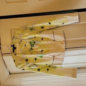 NWT French Connection Floral white and yellow Moto Jacket Blazer